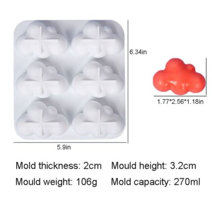 CLOUD 6 CAVITY CANDLE MOULD