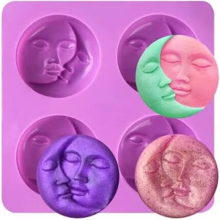 4 CAVITY SUN MOON CANDLE MOULD