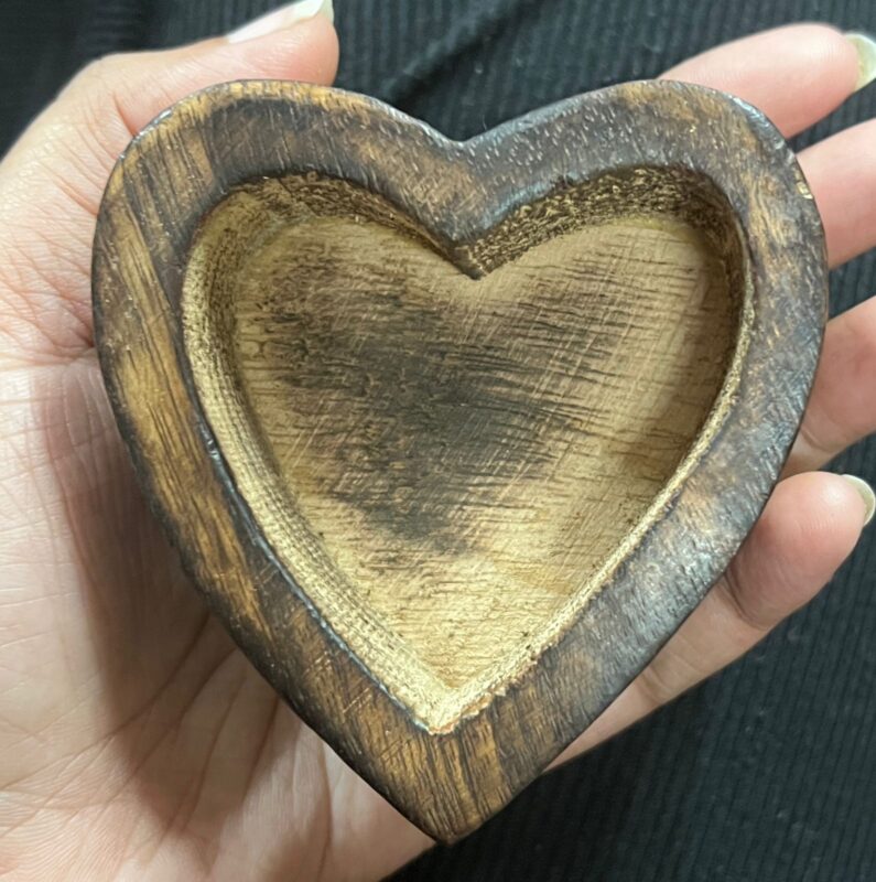 Mini wooden heart container