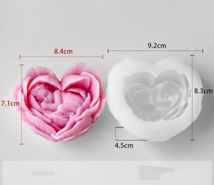 3D Rose petal heart with baby mould