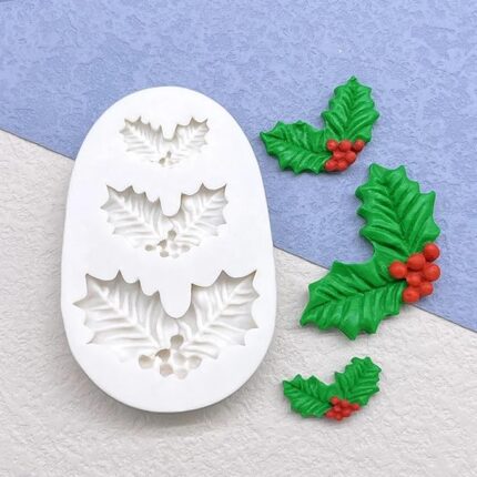 Christmas holly leaves embed mould